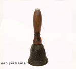 Колокольчик с деревянной ручкой бронза h-5,5см d-6см h с ручкой 15см