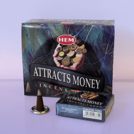 Благовоние конусы «ПРИВЛЕЧЕНИЕ ДЕНЕГ» (Hem Attracts money incense cones).