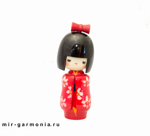 Кукла Кокеси Японка в красном 16 см дерево роспись Япония